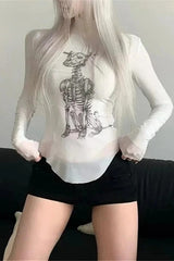 Punk Mesh Patchwork Slim Fit Long Sleeve T-shirt