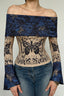 Butterfly Foldover Flared Sleeve Crop Tops