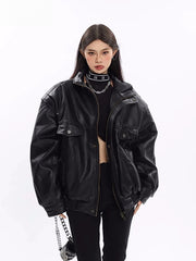 Windproof Thick PU Leather Jacket
