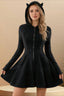 Cat Ear Hood Zip Mini Dress