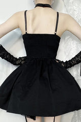 Lace Bandage Cross Halter Backless Gothic Mini Dress