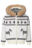 Dog Motif Fluffy Trim Knit Hoodies