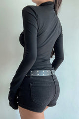 Gothic Cross Cutout Long Sleeve T-Shirt