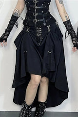 Punk Grunge Metal Buckle Bandage Skirt