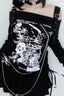 Arcane Stitch Skull Off Shoulder Knit Top