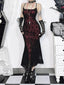 Vintage Cross Pattern Spaghetti Midi Dress