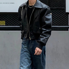 Black Shoulder Pad Biker Jacket