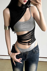 Sexy Lingerie Style Asymmetrical Mesh Top