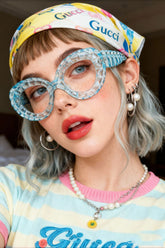 Crystal Oversized Cat Eye Glasses
