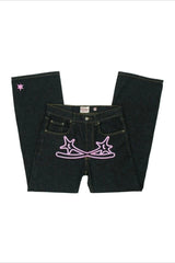 Punk Rock Y2K Print Men's Straight Denim Pants