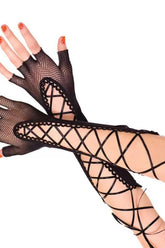 Net Mesh Half Finger Lacing Gloves