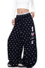 Star Print Drawstring Wide-Leg Pants