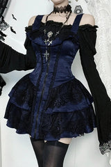 Gothic Vintage Zipper Placket Tube Mini Dress