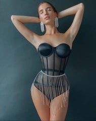 Breathable Mesh Lace-Up Corset