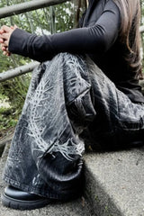 Harajuku Gothic Centipede Embroidery Pants