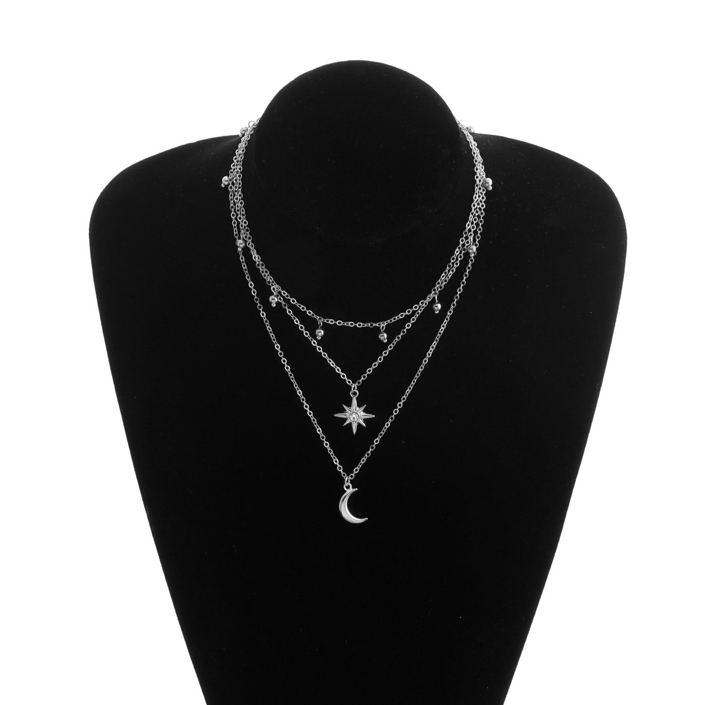 Hot Selling Metal Crescent Star Necklace Steel Halloween