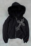 Angel Cross Black Fur Trim Zip Hoodie