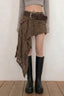 Textured Asymmetric Draped Mini Skirts