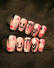Millennial Hot Girl Black Pink Press On Nails