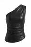 Glossy Ruched One Shoulder Tank Top