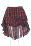 Plaid Vest And Tiered Mini Skirt Set