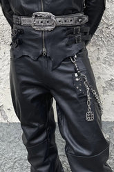 Punk Leather Tag Rivet Waist Chain