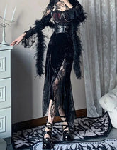 Lace Stitching Long Sleeve Midi Dress