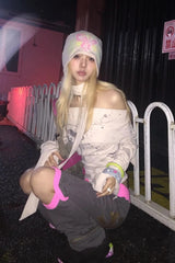 Y2K Graffiti Print Knit Top