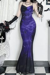 Mesh Backless Straps Bodycon Cocktail Maxi Dress