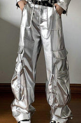 High Waist Cyber Print Wide Leg Pants