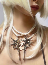 Cyber Gothic Thorn Pearl Necklace