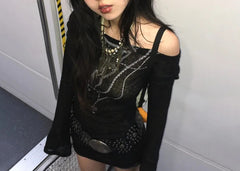 Tattoo Print Knit Top