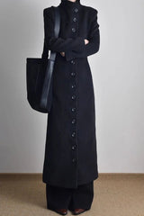 Y2K Wool Belted Stand Collar Coat
