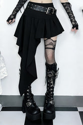 Gothic Asymmetrical Pleated Skirt