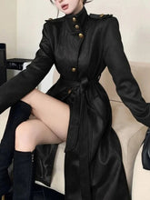 Gothic Punk Black Leather Biker Coat