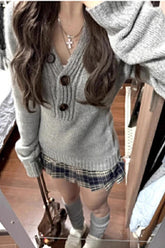 Spice Girls Gray Slim Long-sleeve Comfortable Sweater