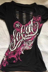 Y2K Punk Slim Short Sleeve Mesh Top