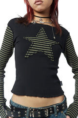 Y2K Star Stripe Embroidered T-Shirt
