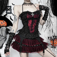 Halloween Gothic Mesh Ballet Mini Skirt