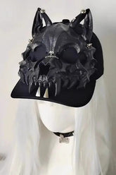Gothic Wolf Ear Tusk Devil Horn Y2K Punk Hat