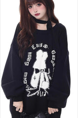 Christmas Bunny Lantern Sleeve Oversized Knit Sweater