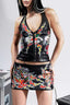 Leather Halter Lace-Up Bodycon Skirt and Tank Top