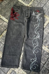 Street Style Wide Leg Denim Pants