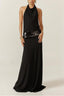 High Waist Dark Halter Backless Maxi Dress