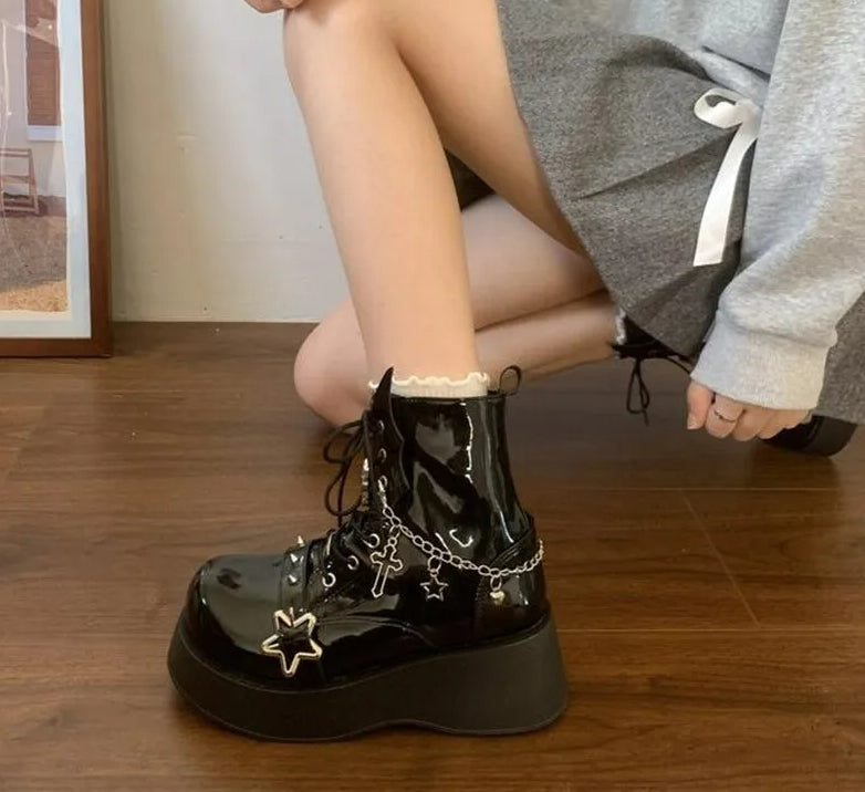 Gothic Platform Vampire Cosplay Mid-calf Punk Boot