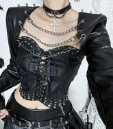 Punk Detachable Chain Leather Jacket