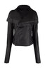 Deconstructed Lapel Waist-fit Short Leather Biker Jacket