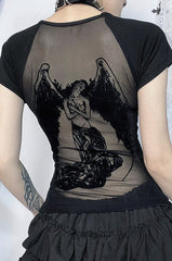 Gothic Backless Short Sleeve T-Shirt