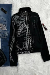 Vintage Print Hooded Gothic Coat