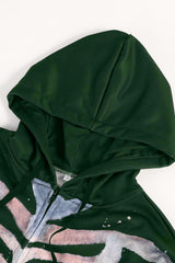 Halloween Skull Print Zip Up Hoodie